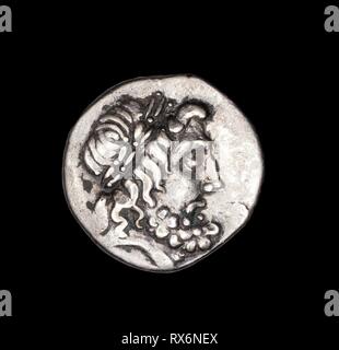 Drachm (Coin) Depicting the God Zeus. Greek. Date: 196 BC-146 BC. Dimensions: Diam. 2.3 cm; 5.72 g. Silver. Origin: Thessaly. Museum: The Chicago Art Institute. Author: ANCIENT GREEK. Stock Photo