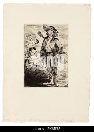 The Little Gypsies. Édouard Manet; French, 1832-1883. Date: 1861-1862. Dimensions: 197 × 139 mm (image/plate); 368 × 268 mm (sheet). Etching and drypoint in warm black on ivory laid paper. Origin: France. Museum: The Chicago Art Institute. Stock Photo