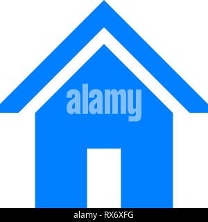 Home symbol icon - blue simple, isolated - vector illustration Stock Vector