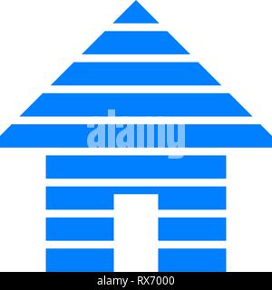 Home symbol icon - blue striped, isolated - vector illustration Stock Vector