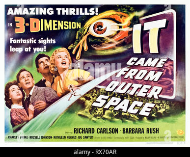 It Came from Outer Space (1953) directed by Jack Arnold and starring Richard Carlson, Barbara Rush, and Charles Drake. An alien spaceship crashes and people in a nearby town start to act out of character. Stock Photo