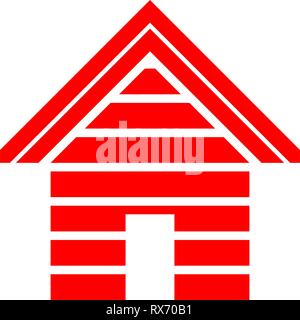Home symbol icon - red striped, isolated - vector illustration Stock Vector