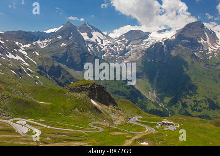 Serpentine curves on the Grossglockner High Alpine Road / Großglockner-Hochalpenstraße, scenic route in Salzburg, Austria Stock Photo