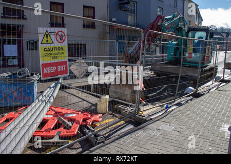 roadworks causing disruption on a high street. bandon west cork ireland Stock Photo