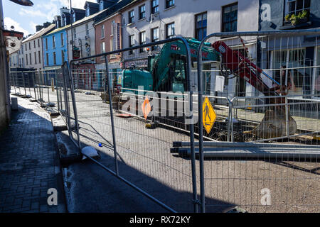 roadworks causing disruption on a high street. bandon west cork ireland Stock Photo