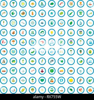 100 ecology icons set, cartoon style Stock Vector