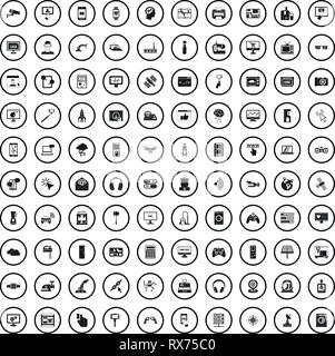 100 software icons set in simple style Stock Vector