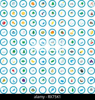 100 ecology icons set, isometric 3d style Stock Vector