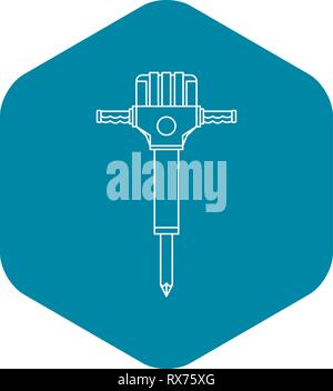 Jackhammer icon, outline style Stock Vector