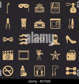 Social events icons set, simple style Stock Vector