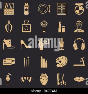 Hangout icons set, simple style Stock Vector