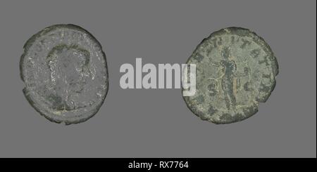 As (Coin) Portraying Emperor Gordian III. Roman, minted in Rome. Date: 241 AD-243 AD. Dimensions: Diam. 2.6 cm; 6.50 g. Bronze. Origin: Roman Empire. Museum: The Chicago Art Institute. Author: ANCIENT ROMAN. Stock Photo