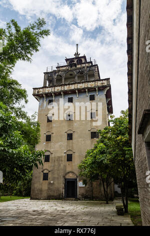 July 2017, Kaiping, China. Tianlulou tower in Kaiping Diaolou Maxianglong village, near Guangzhou. Built by rich overseas Chinese, Diaolou are a uniqu Stock Photo