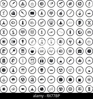 100 space icons set, simple style  Stock Vector