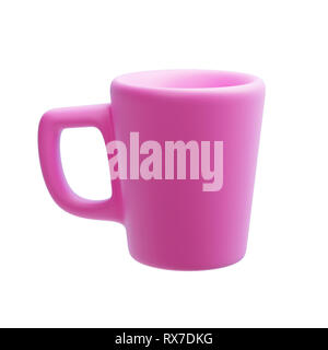 Pink Mug Isolated on White, 3d rendering, Coffee Cup Stock Photo