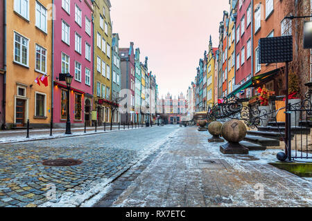 Colorful buildings in Piwna street, Gdansk, Poland Stock Photo