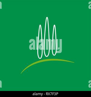 Vector sign farm with cypresses, in linear style Stock Vector