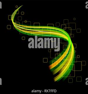 Fiber optics green lights, vector abstract background Stock Vector