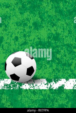 Football abstract vector vertical background. Ball on white stripe on a soccer field Stock Vector