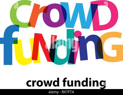 Vector crowd funding. Broken text Stock Vector