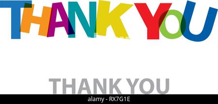 The word Thank you. Vector banner with the text colored rainbow. Stock Vector