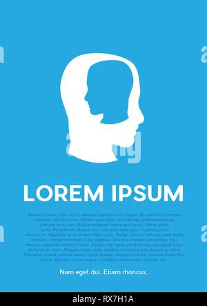 Two human heads, learning and understand concept.Creative vector background for poster, cover book or flyer. Stock Vector