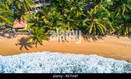 Aerial. Beach view in Unawatuna, Sri Lanka. Stock Photo