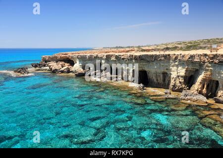 Cyprus Sea Caves - Mediterranean Sea landscape near Ayia Napa. Stock Photo