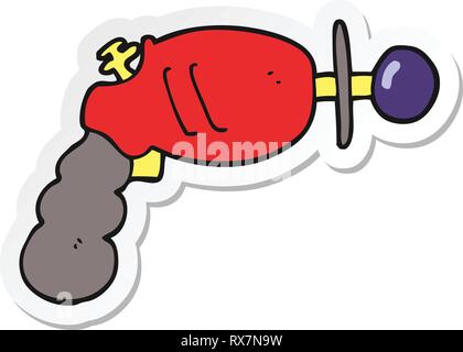 sticker of a cartoon ray gun Stock Vector