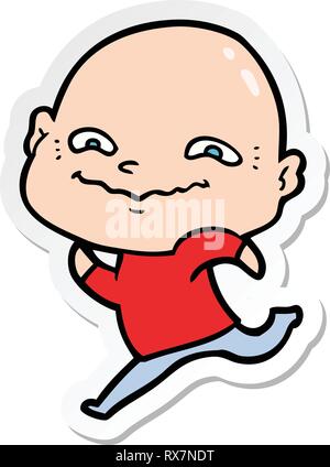 sticker of a cartoon creepy guy Stock Vector