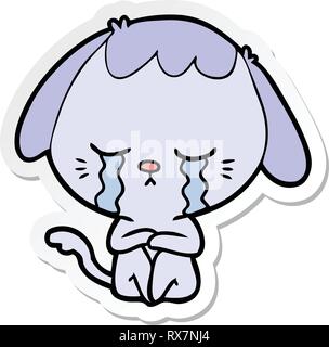 sticker of a cartoon crying dog Stock Vector