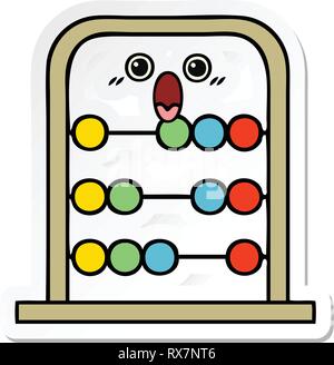 sticker of a cute cartoon abacus Stock Vector