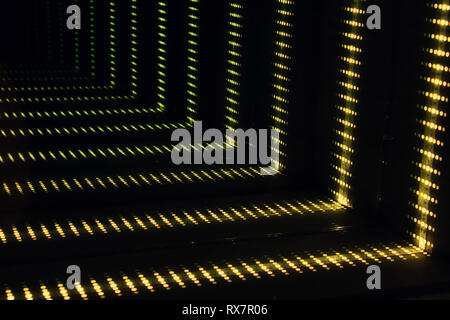 Futuristic sci-fi abstract space dock tunnel effect with yellow lights Stock Photo