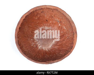 Old empty clay bowl isolated on a white background Stock Photo