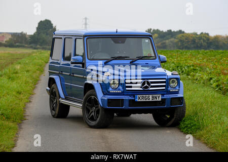 Mercedes-Benz G Wagen parked on a country lane in Yorkshire Stock Photo