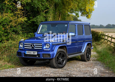 Mercedes-Benz G-Wagen parked on a country track in Yorkshire Stock Photo