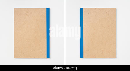 Design concept - Top view of kraft notebook isolated on white background for mockup Stock Photo