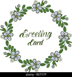 Vector illustration greeting card writing with purple flower frame hand ...