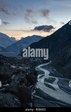 The landscape and monastery of Kagbeni, lower Mustang Stock Photo