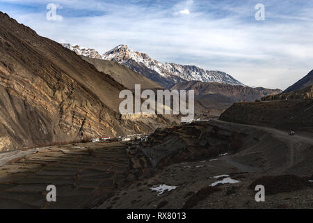 The landscape and monastery of Kagbeni, lower Mustang Stock Photo