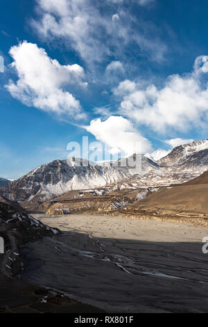 The landscape and monastery of Kagbeni, lower Mustang Stock Photo