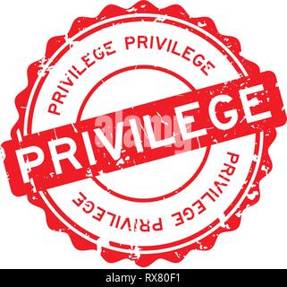 Grunge red privilege round rubber seal stamp on white background Stock Vector