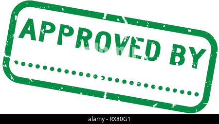 Grunge green approved by word with blank dot for signature square rubber seal stamp on white background Stock Vector