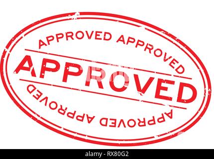 Grunge red approved word oval rubber seal stamp on white background Stock Vector