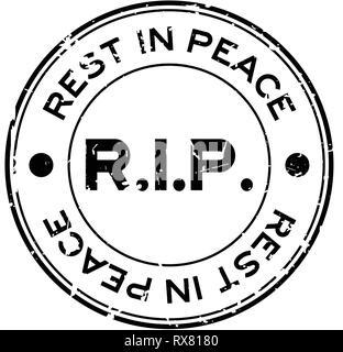 Grunge black R.I.P (Rest in Peace) round rubber seal stamp on white background Stock Vector