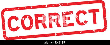 Grunge red correct square rubber seal stamp on white background Stock Vector