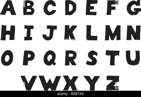 Black color hand drawing of uppercase english alphabet letter on white ...
