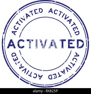 Grunge blue activated rubber seal stamp on white background Stock Vector