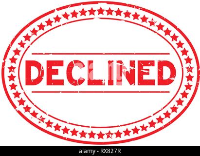 Grunge red declined word oval rubber seal stamp on white background Stock Vector