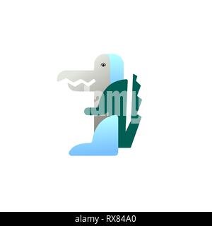 icon animal of crocodile in flat minimalistic style Stock Vector